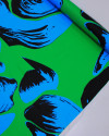 Tecido Viscose Acetinada Macro Estampa Abstrata Preto, Azul e Verde