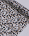 Tecido Viscose Italiana Listras Onduladas Preto, Tons de Bege e Branco