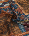 Tecido Crepe Chiffon Italiano Multi Estampa em Recorte Tons Terrosos