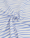 Tecido Viscose Texturizada Listrado Branco e Tons de Azul
