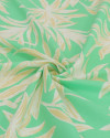 Tecido Linho Misto Macro Ramos Dourado, Branco e Verde Claro