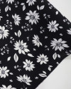 Tecido Crepe Koshibo Leve Margaridas Branco e Preto