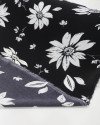 Tecido Crepe Koshibo Leve Margaridas Branco e Preto