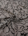 Tecido Crepe Koshibo Leve Macro Rascunho Floral Marrom e Nude