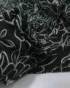 Tecido Crepe Koshibo Leve Macro Rascunho Floral Cinza e Verde Militar