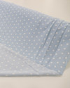 Tecido Crepe Koshibo Poá Branco e Azul Bebê