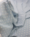 Tecido Crepe Koshibo Poá Branco e Azul Bebê
