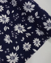 Tecido Crepe Koshibo Leve Margaridas Branco e Azul Marinho