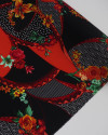 Tecido Crepe Bubble Multi Estampado Laranja e Preto