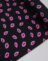 Tecido Crepe Silk Fino Beijos Rosa e Preto