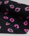 Tecido Crepe Silk Fino Beijos Rosa e Preto