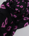 Tecido Crepe Silk Fino Beijos Rosa e Preto