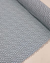 Tecido Crepe Bubble Micro Patinhas e Pontos Branco, Preto e Azul Bebê