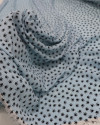 Tecido Crepe Bubble Micro Patinhas e Pontos Branco, Preto e Azul Bebê