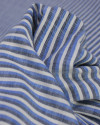 Tecido Tricoline Verano Flamê Listras Branco, Preto e Azul