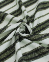 Tecido Linho Misto Italiano Multi Listrar Preto, Verde e Offwhite