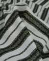 Tecido Linho Misto Italiano Multi Listrar Preto, Verde e Offwhite