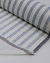 Tecido Linho Misto Listrado Azul Bebê e Offwhite