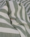 Tecido Tricoline Verano Flamê Listras Regulares Offwhite e Verde Sálvia