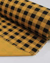 Tecido Tricoline Xadrez Vichy Preto e Amarelo Queimado