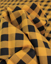 Tecido Tricoline Xadrez Vichy Preto e Amarelo Queimado