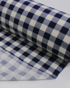 Tecido Tricoline Micro Xadrez Vichy Offwhite e Azul Marinho