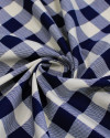 Tecido Tricoline Micro Xadrez Vichy Offwhite e Azul Marinho