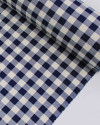 Tecido Tricoline Micro Xadrez Vichy Offwhite e Azul Marinho