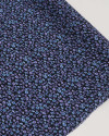 Tecido Crepe de Viscose Italiano Campo Floral Azul, Lilás e Preto