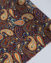 Tecido Viscose Paisley Floral Colorido e Azul Marinho Noite