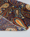 Tecido Viscose Paisley Floral Colorido e Azul Marinho Noite