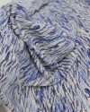 Tecido Viscose Texturizada Barcos e Mar em Riscos Tons de Azul e Offwhite