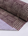 Tecido Viscose Texturizada Listras Geométricas Creme e Roxo Imperial