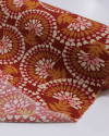 Tecido Viscose Arcos e Corações Offwhite, Caramelo e Vermelho