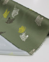Tecido Crepe Silk Italiano Zebras Coloridas e Verde Militar