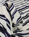 Tecido Viscose Italiano Listras Duplas Azul Marinho Noite e Offwhite