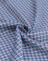 Tecido Linho Misto Italiano Micro Quadriculado Rosa e Verde Tiffany