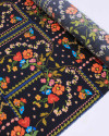 Tecido Viscose Premium Campo Floral em Recortes Colorido e Preto
