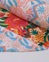 Tecido Viscose Premium Sarjada Barrado Duplo Pontilhado Brasilidade Tons Vibrantes