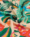 Tecido Viscose Premium Sarjada Barrado Duplo Pontilhado Brasilidade Tons Vibrantes