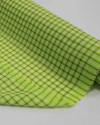 Tecido Linho Misto Italiano Micro Quadriculado Bege e Verde Neon