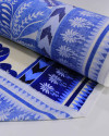 Tecido Viscose Premium Texturizado Barrado Duplo Macro Floral Azul Royal e Creme