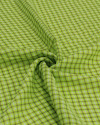 Tecido Linho Misto Italiano Micro Quadriculado Bege e Verde Neon