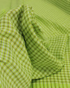 Tecido Linho Misto Italiano Micro Quadriculado Bege e Verde Neon