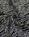 Tecido Viscose Correntes Onduladas Offwhite e Preto