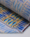 Tecido Viscose Premium Sardine em Listras Geométricas Tons de Azul e Bege Claro