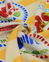 Tecido Viscose Premium Sardine Multi Estampas em Listras Colorido e Tons de Amarelo
