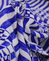 Tecido Viscose Premium Sardines em Listras Azul Bic e Offwhite