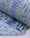 Tecido Viscose Premium Sardine em Listras Geométricas Tons de Azul e Offwhite