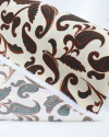 Tecido Crepe Koshibo Ramos em Cashmere Verde Esmeralda, Marrom e Creme